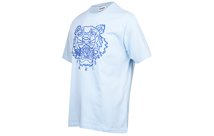 Shop KENZO 經典虎頭刺繡短袖T恤 SS21 淺藍色 T恤 FC55TS2184YF-64