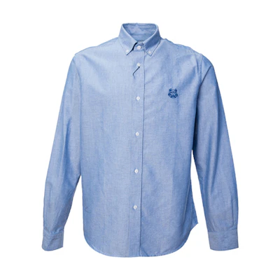 KENZO Classic Tiger Long Sleeve Polo Shirt Sky Blue Mens Fall Collection FB55CH4001LD-71