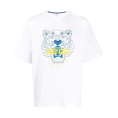KENZO Classic Tiger Print Relaxed Crew Neck Tee White FA55TS5004YA-01