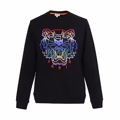 KENZO Color Block Tiger Logo Embroidered Crewneck Sweatshirt Black () F96-5SW008-4XE-99