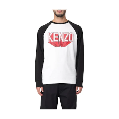 KENZO Colorblock Crewneck Long Sleeve T-Shirt White FD65TS1054SI-02