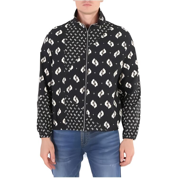 KENZO Colorblock Full-Print Zip-Up Jacket Black White FA55BL6551PA-99