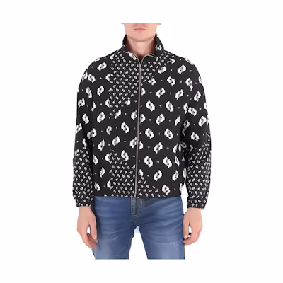 KENZO Colorblock Full-Print Zip-Up Jacket Black White FA55BL6551PA-99