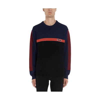 KENZO Colorblock Loose Fit Letter Crewneck Knit Sweater F965PU2253BB-23