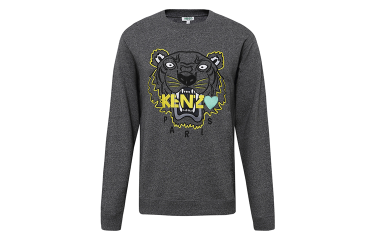 KENZO Dark Gray Embroidered Big Tiger Heart Crewneck Sweatshirt F965SW0184X4-98