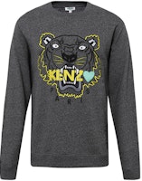 KENZO Dark Gray Embroidered Big Tiger Heart Crewneck Sweatshirt F965SW0184X4-98 KENZO Dark Gray Embroidered Big Tiger Heart Crewneck Sweatshirt F965SW0184X4-98