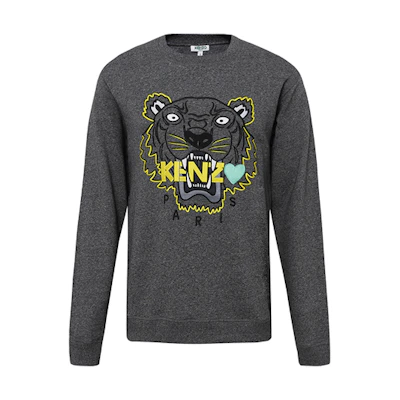 KENZO Dark Gray Embroidered Big Tiger Heart Crewneck Sweatshirt F965SW0184X4-98