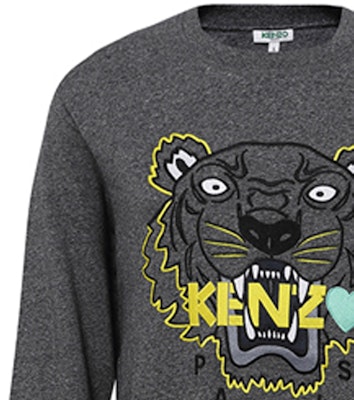 KENZO深灰色大虎头刺绣爱心圆领卫衣 F965SW0184X4-98 Sizing KENZO深灰色大虎头刺绣爱心圆领卫衣 F965SW0184X4-98