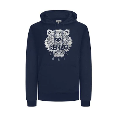 KENZO Deep Blue Hoodie with Tiger Embroidery and Print Design FA65SW3154XF-76