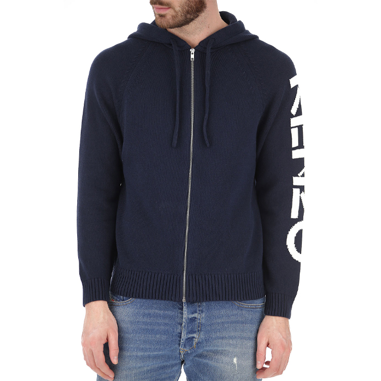 Purchase KENZO Deep Blue Zip-Up Hoodie dengan Tali Ikat. FA55CA2003BA-77