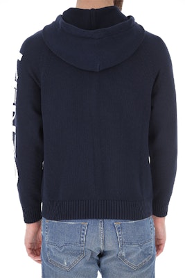 KENZO Deep Blue Zip-Up Hoodie dengan Tali Ikat. FA55CA2003BA-77 Details for KENZO Deep Blue Zip-Up Hoodie dengan Tali Ikat. FA55CA2003BA-77