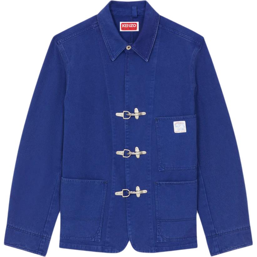 KENZO Elephant Flag Denim Jacket Blue - Relaxed Fit in Japanese Denim FE55DV1099OF-75