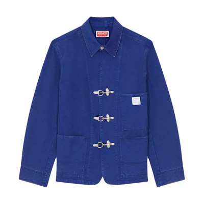 KENZO Elephant Flag Denim Jacket Blue - Relaxed Fit in Japanese Denim FE55DV1099OF-75