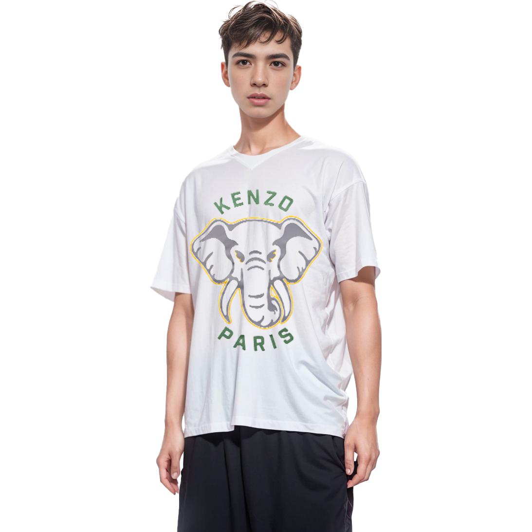 Details for KENZO Camiseta Beige Estampado Elefante SS23. FD65TS0064SG-02