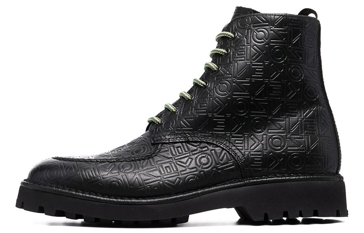 Kenzo Embossed Logo Leather Lace-Up Boots 'Black' FC55BT011L79-99
