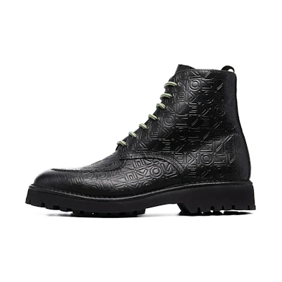 Kenzo Embossed Logo Leather Lace-Up Boots 'Black'