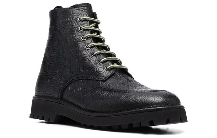 Kenzo Embossed Logo Leather Lace-Up Boots 'Black' 圖 2