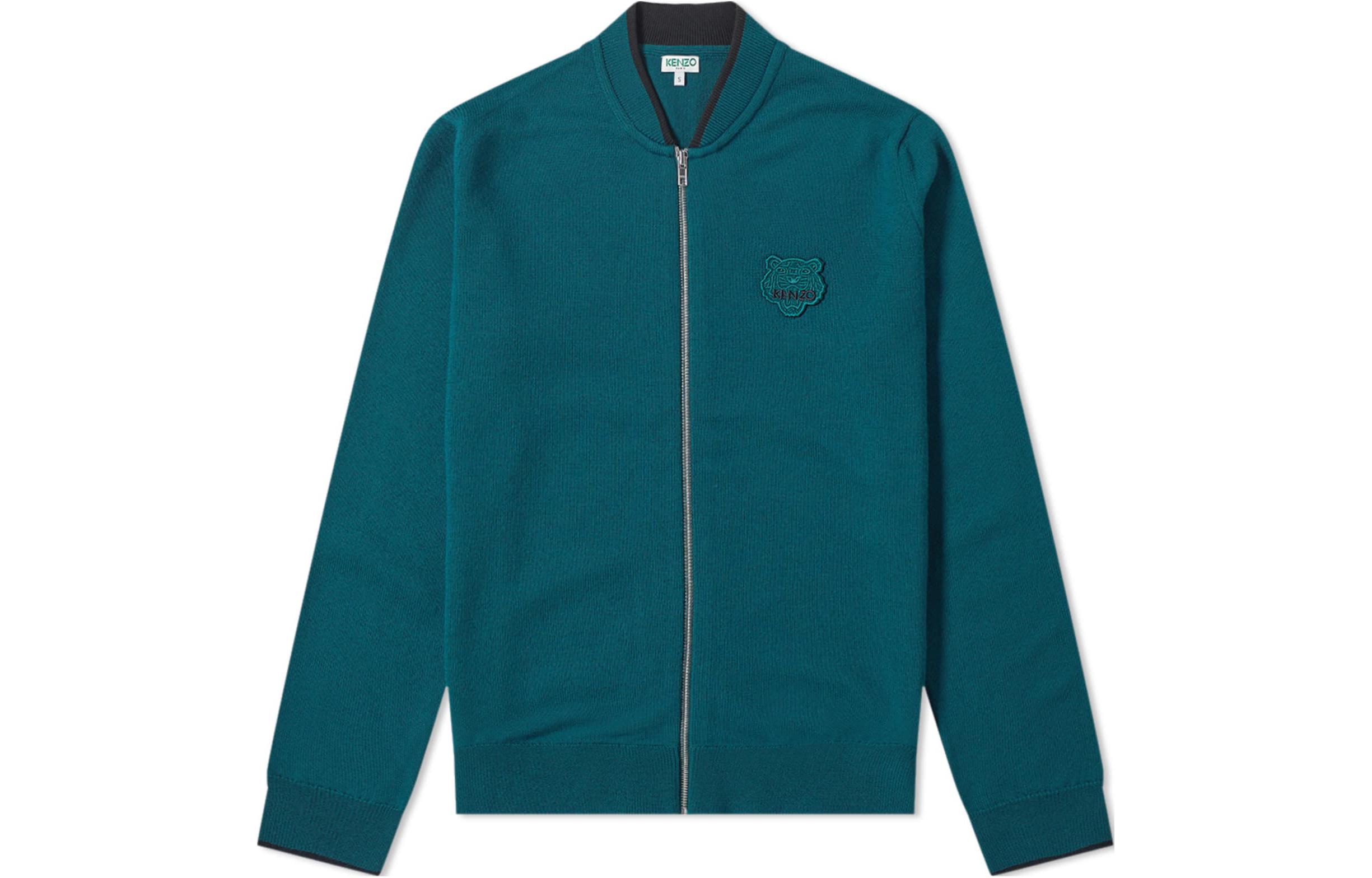 KENZO Embroidered Animal Zip Jacket Turquoise Green F965CA1023AB-53