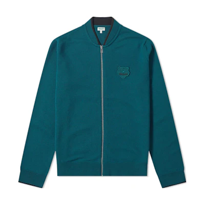 KENZO Embroidered Animal Zip Jacket Turquoise Green F965CA1023AB-53