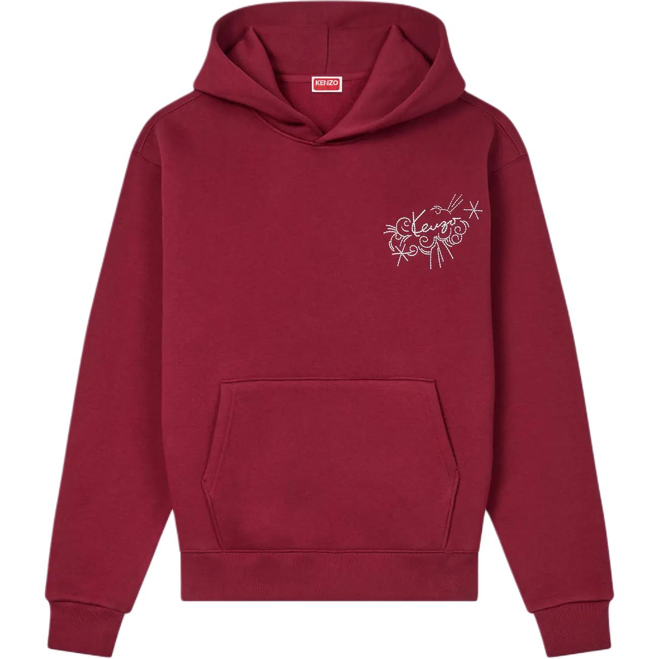 KENZO Embroidered Hoodie Bordeaux Long-Sleeve Pullover FE65SW2194MB-23