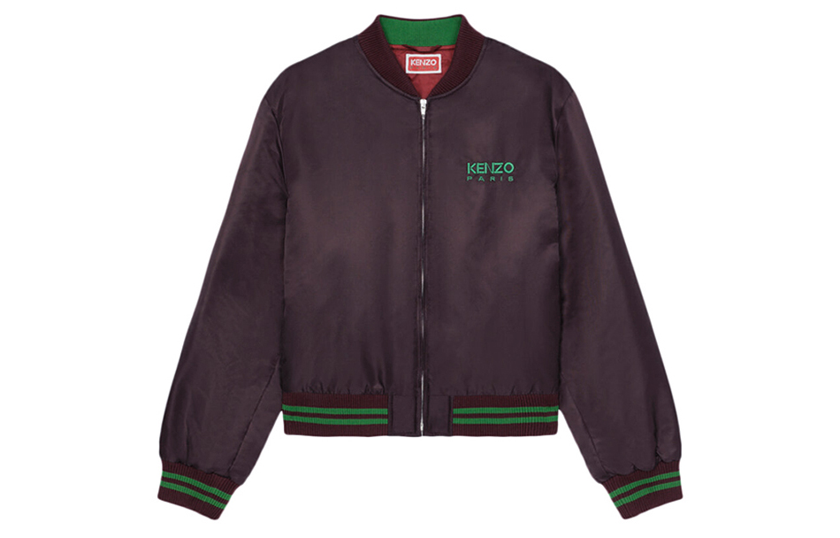 KENZO Embroidered Logo Bomber Jacket Bordeaux Red FC65BL1309OD-23