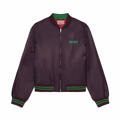 KENZO Embroidered Logo Bomber Jacket Bordeaux Red FC65BL1309OD-23