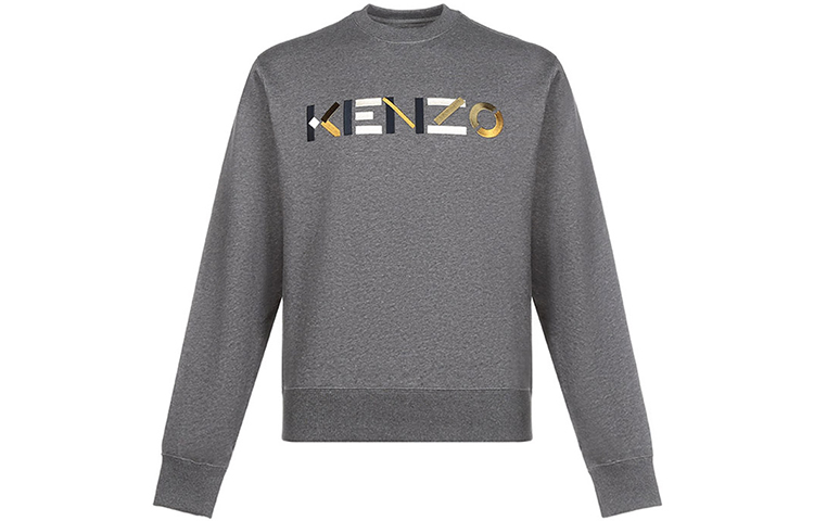 KENZO Embroidered Logo Fleece Cotton Crewneck Sweatshirt Men’s Dark Gray FA65SW0044MO-97