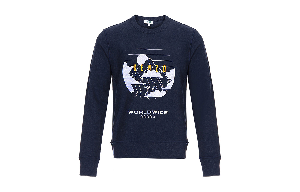 KENZO Embroidered Mountain Crewneck Sweatshirt Men Navy Blue F96-5SW302-4MB-76 圖 2