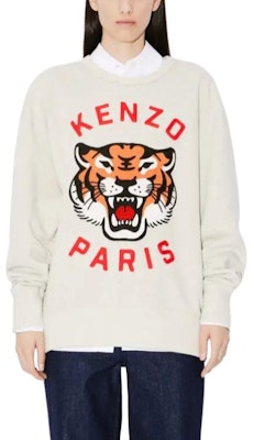 KENZO 刺繡無性別寬鬆版灰色長袖圓領衫 FE58SW0104MF-93 Cheap KENZO 刺繡無性別寬鬆版灰色長袖圓領衫 FE58SW0104MF-93