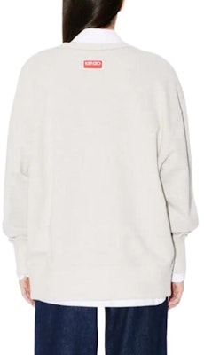 KENZO 刺繡無性別寬鬆版灰色長袖圓領衫 FE58SW0104MF-93 1