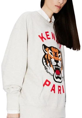 KENZO 刺繡無性別寬鬆版灰色長袖圓領衫 FE58SW0104MF-93 2