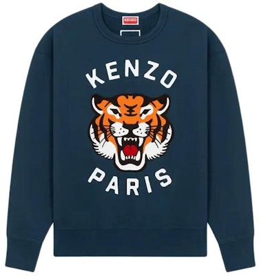 KENZO Sudadera Unisex Azul Oversized Bordada - Diseño Animal Print y Logo FE58SW0104MF-77 Order KENZO Sudadera Unisex Azul Oversized Bordada - Diseño Animal Print y Logo FE58SW0104MF-77