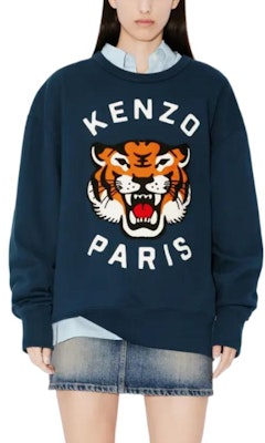 KENZO Sudadera Unisex Azul Oversized Bordada - Diseño Animal Print y Logo FE58SW0104MF-77 Purchase KENZO Sudadera Unisex Azul Oversized Bordada - Diseño Animal Print y Logo FE58SW0104MF-77