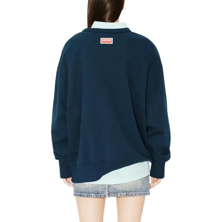 Details for KENZO Sudadera Unisex Azul Oversized Bordada - Diseño Animal Print y Logo FE58SW0104MF-77