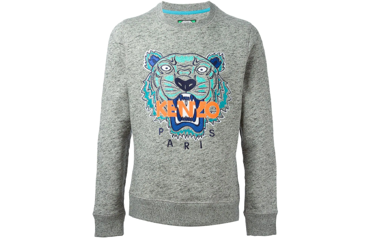 KENZO Embroidered Tiger Crewneck Sweatshirt Smoke Gray F555SW0014XL-98