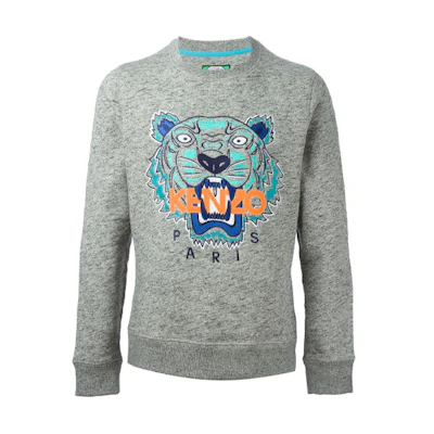 KENZO Embroidered Tiger Crewneck Sweatshirt Smoke Gray F555SW0014XL-98