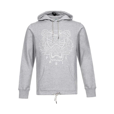 KENZO Embroidered Tiger Hoodie Pearl Gray Cotton Sweatshirt F96-5SW443-4X5-94