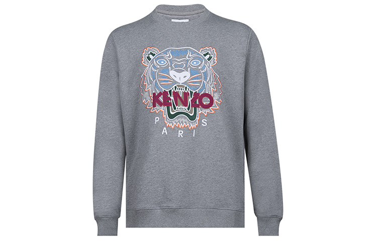 KENZO Embroidered Tiger Pullover Sweatshirt Men’s Grey FC65SW1234XL-95