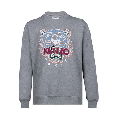 KENZO Embroidered Tiger Pullover Sweatshirt Men’s Grey FC65SW1234XL-95