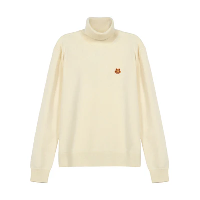KENZO Embroidered Tiger Wool Turtleneck Sweater Light Yellow FB65PU6433TA-04