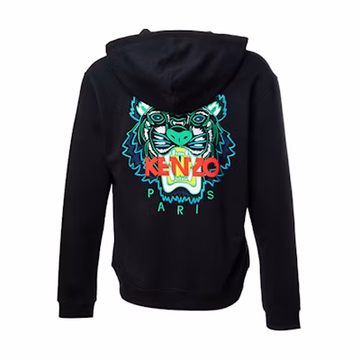 KENZO Embroidered Zip Hoodie Jacket Black F955BL7214XA-99