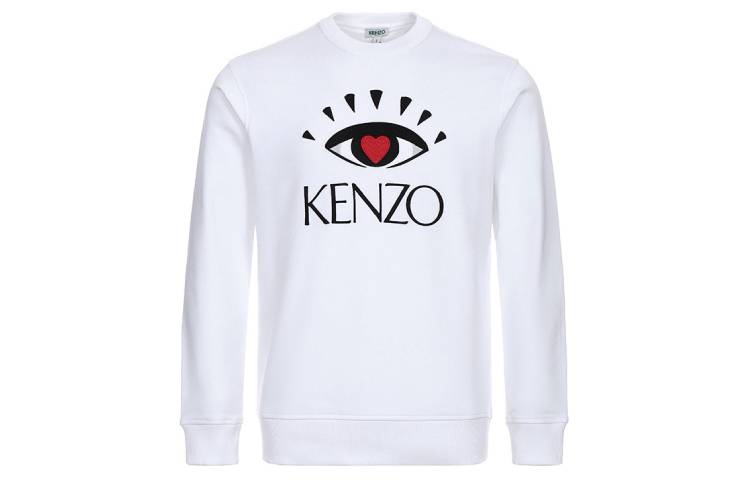 KENZO Eye Embroidered Logo Pullover Sweatshirt White Long Sleeve F965SW0434X4-01