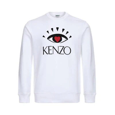 KENZO Eye Embroidered Logo Pullover Sweatshirt White Long Sleeve F965SW0434X4-01