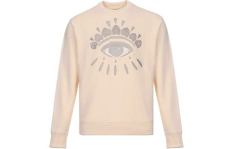 KENZO Eye Embroidered Sweatshirt Beige Long Sleeve Pullover FA65SW1144XC-03