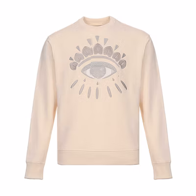 KENZO Eye Embroidered Sweatshirt Beige Long Sleeve Pullover FA65SW1144XC-03