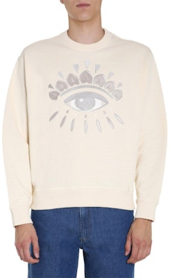 KENZO Eye Embroidered Sweatshirt Beige Long Sleeve Pullover FA65SW1144XC-03 Shop KENZO Eye Embroidered Sweatshirt Beige Long Sleeve Pullover FA65SW1144XC-03