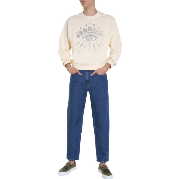 Details for KENZO Eye Embroidered Sweatshirt Beige Long Sleeve Pullover FA65SW1144XC-03