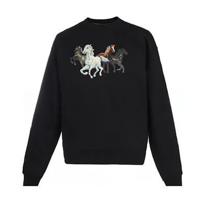 KENZO Fleece Sweatshirt with Pony Motif - Black FA65SW5114MG-99