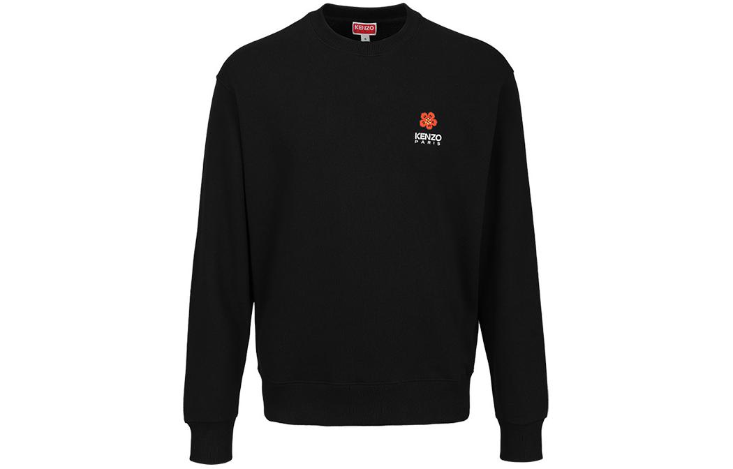 KENZO Floral Letter Print Casual Long Sleeve Sweatshirt - Black 5SW4404MF115-66
