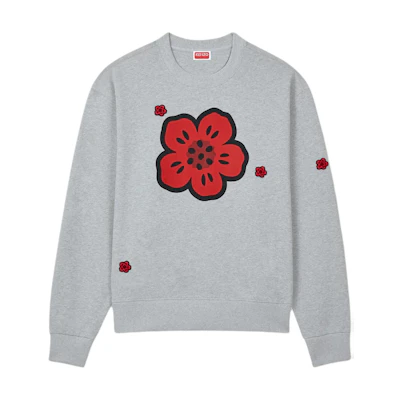 KENZO Floral Print Crewneck Sweatshirt Pearl Grey FE65SW2454MF-94